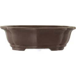 Bonsaischale 30.5x24x10cm Dunkelbraun Lotusförmig Unglasiert