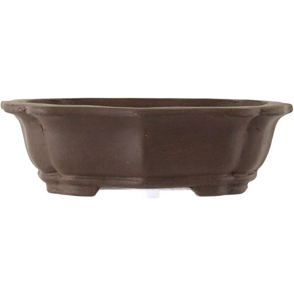 Bonsaischale 30.5x24x10cm Dunkelbraun Lotusförmig Unglasiert