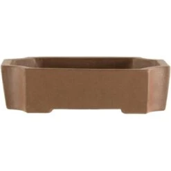 Bonsaischale 10x6.5x2.5cm Handarbeit Braun Vieleckig Unglasiert